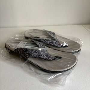 Revitalign Yumi Mod‎ Floral Flip Flop Sandals Women 11B Black Comfort Orthotic